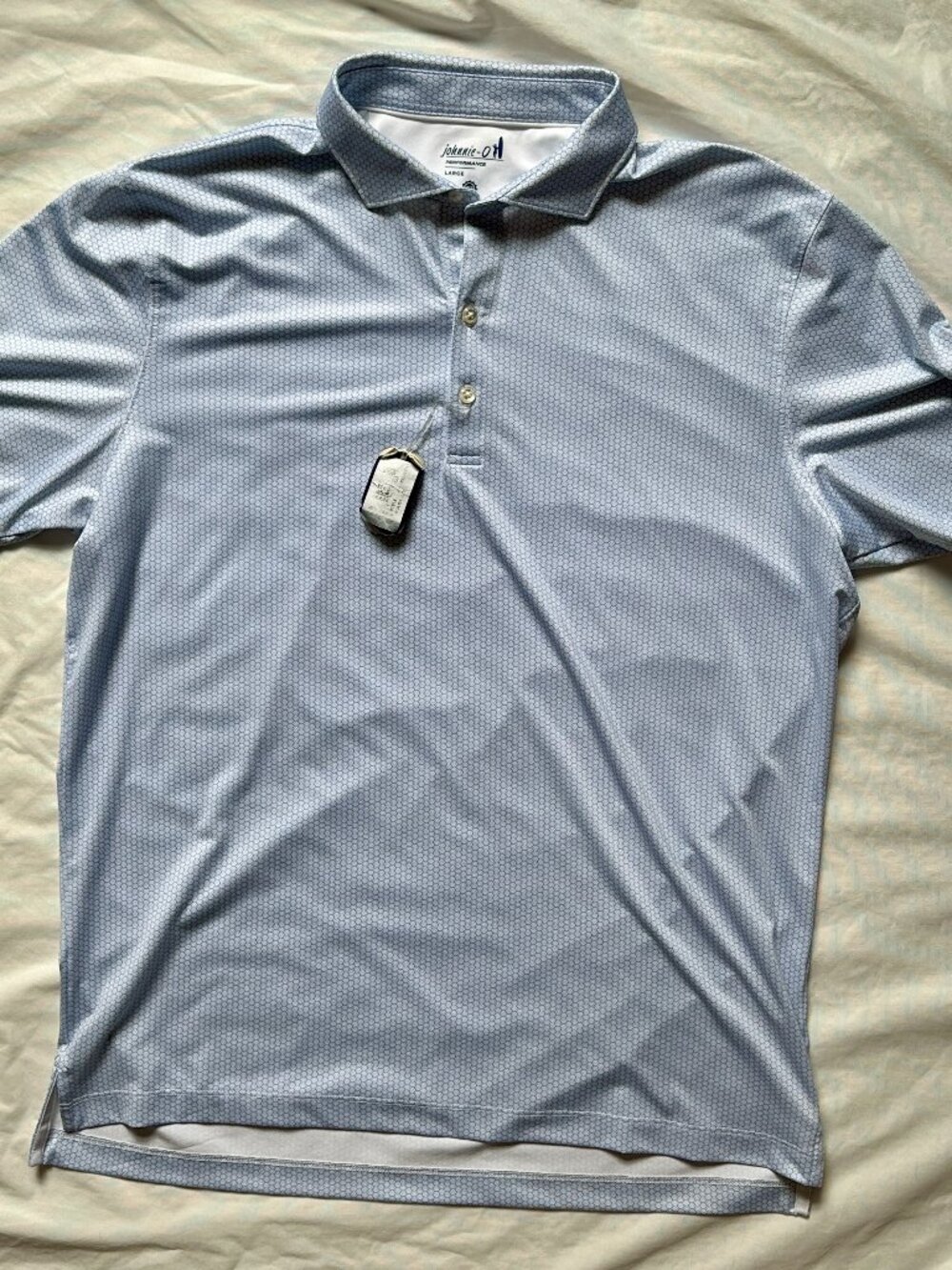 Johnnie O Shirt Men Large Blue AOP Performance Jersey Short Sleeve NWT